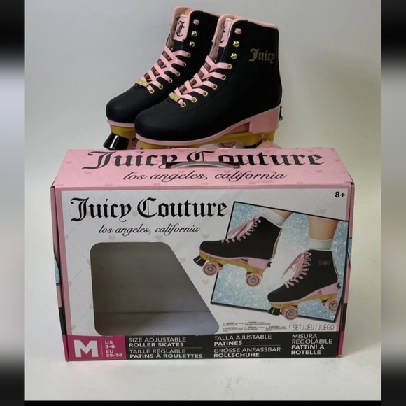 New! Box!Juicy Couture Black Skates with Pink-These Fit Adult UpTo Size 7-8.5 - Picture 3 of 10